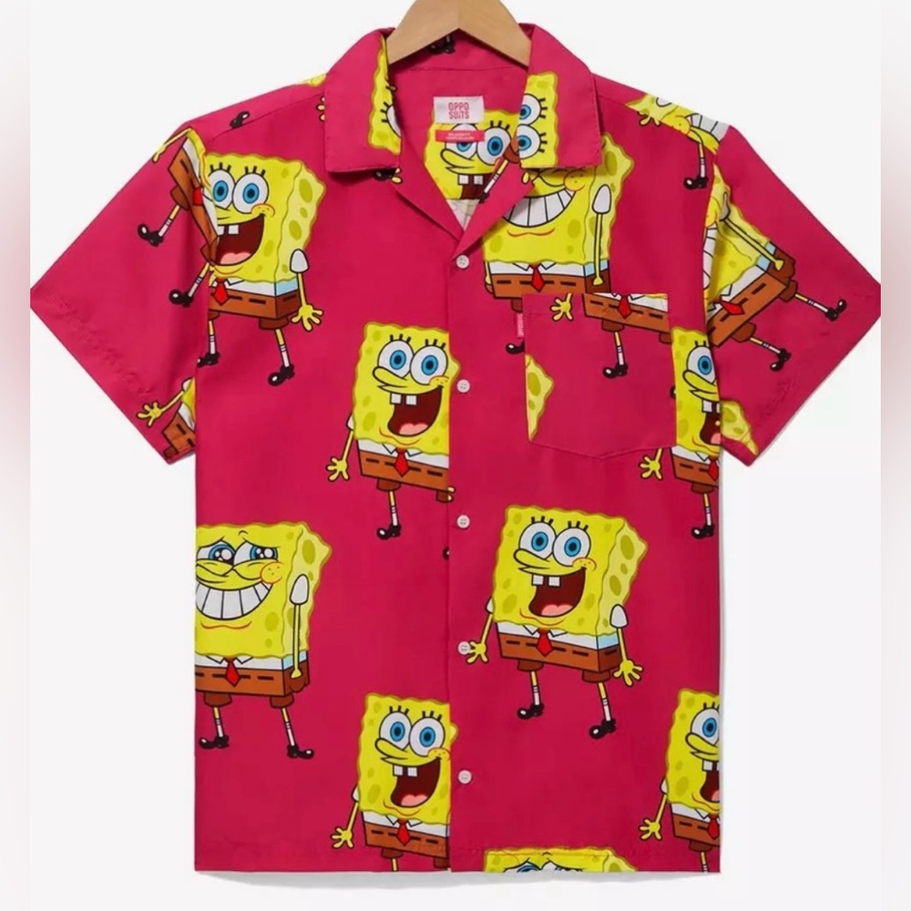 NWT OPPO SUITS/Box Lunch Sponge Bob short sleeve button up shirt size XL